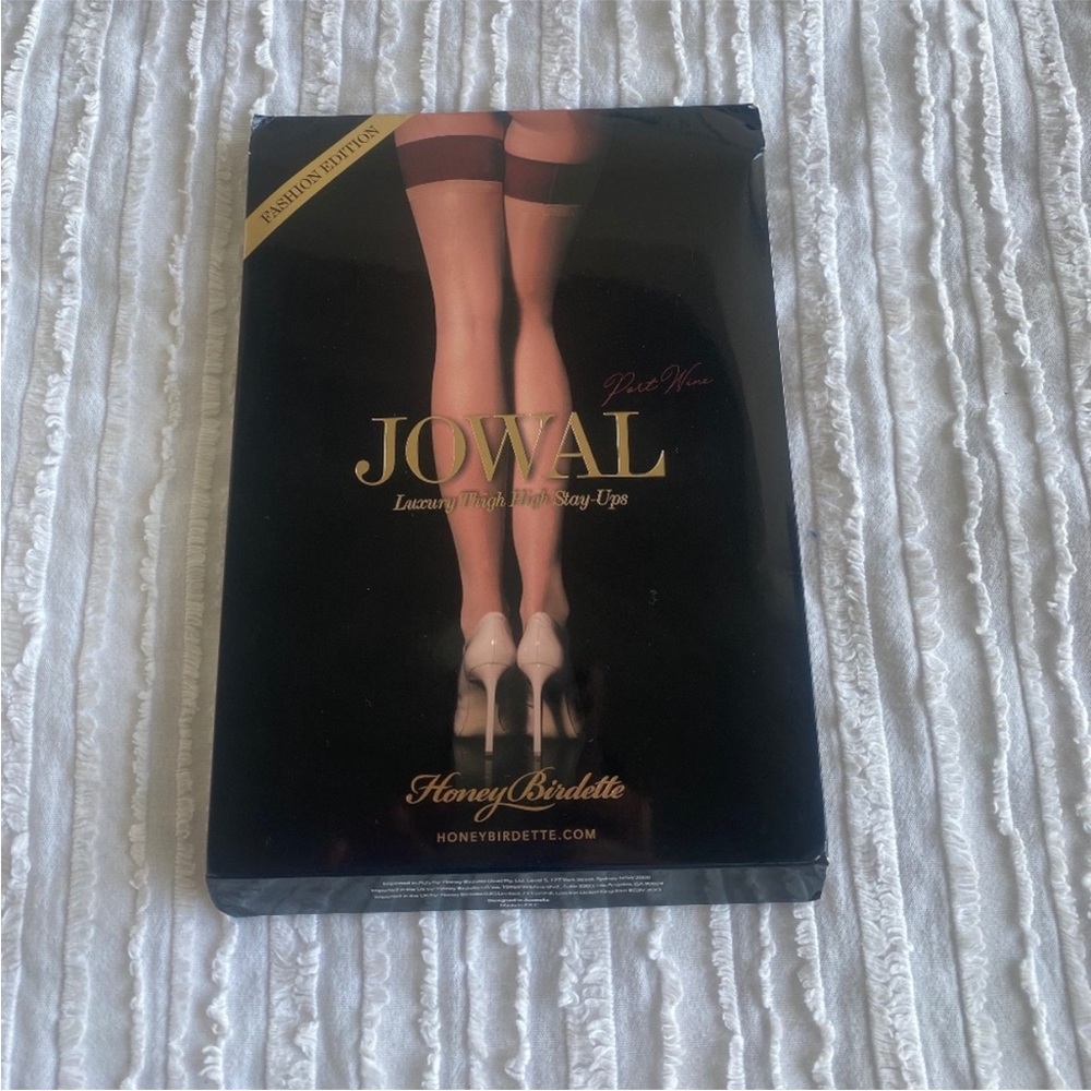 Honey Birdette Jowal port wine and Nude Thigh High Stockings medium